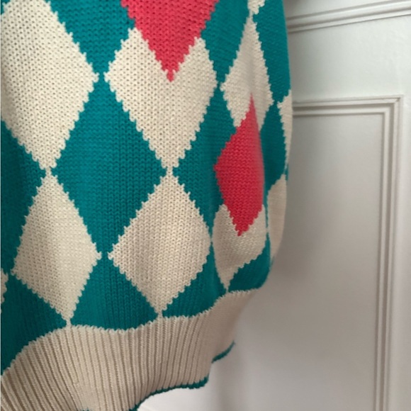 Vintage Argyle turquoise and pink sweater vest “North Jersey Country Club” - Picture 3 of 9